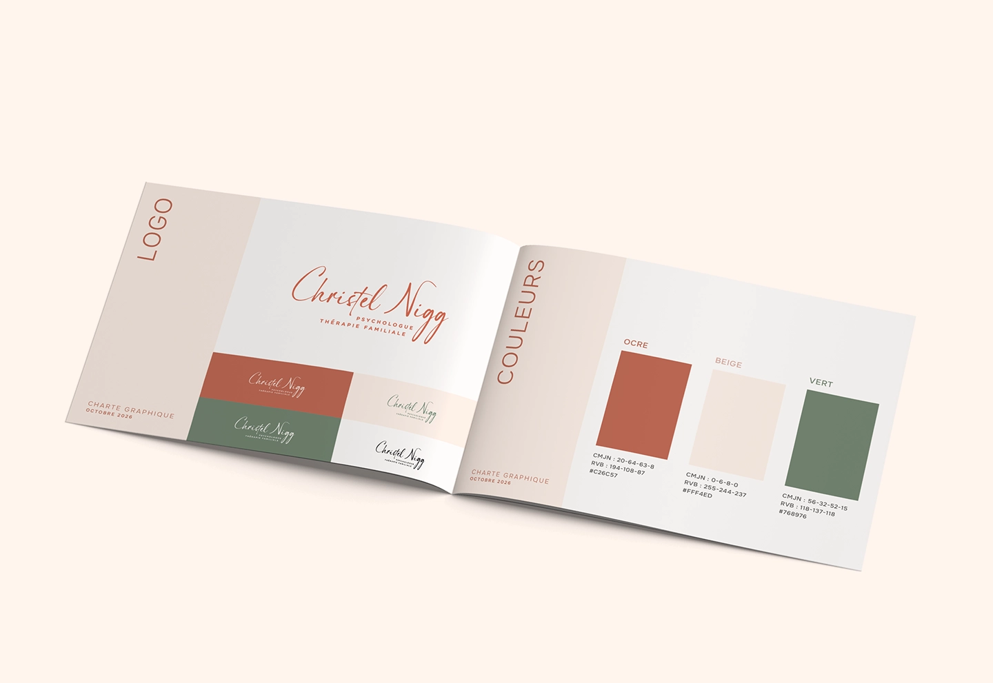 Mini charte graphique Christel Nigg : logo et couleurs
