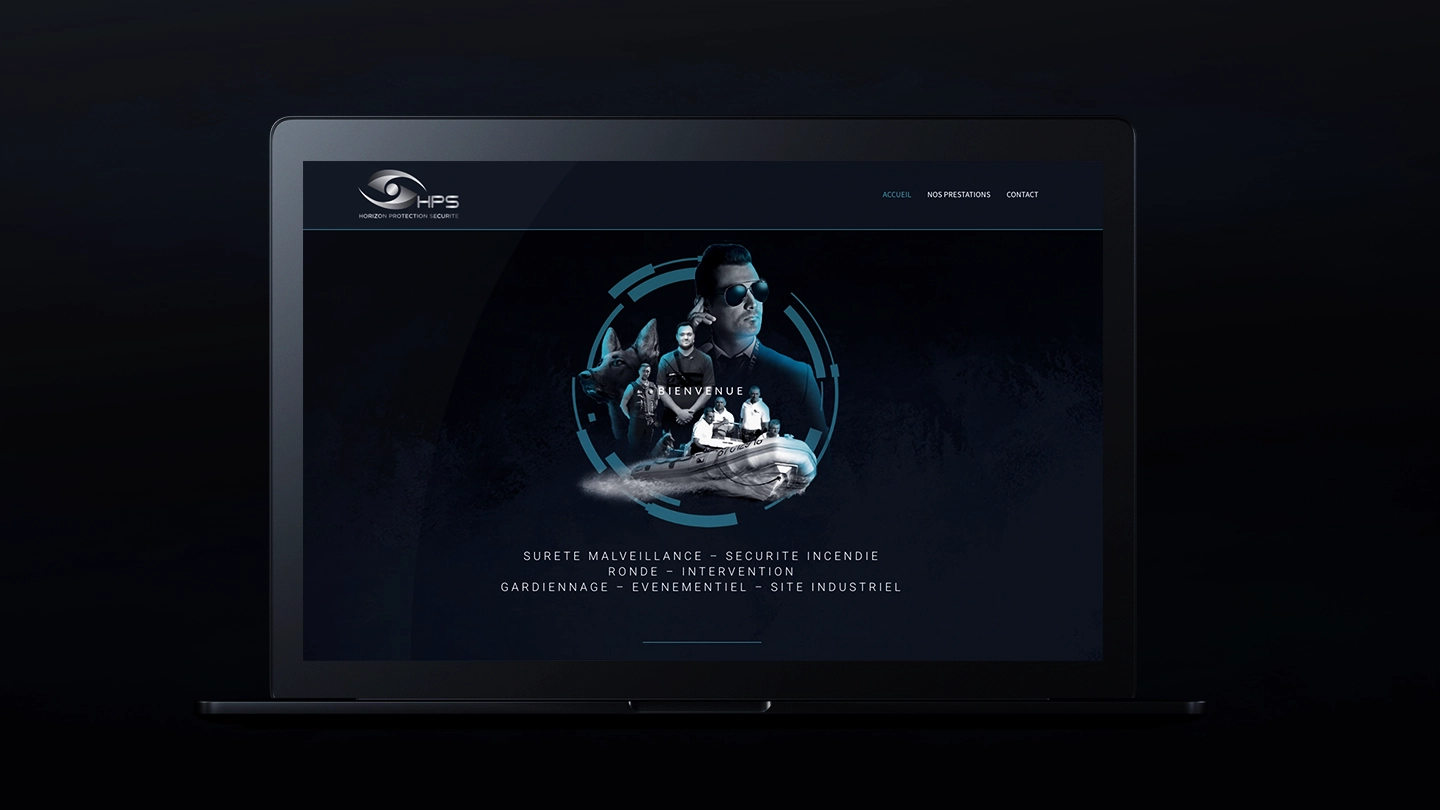 horizon-securite.com website on a laptop