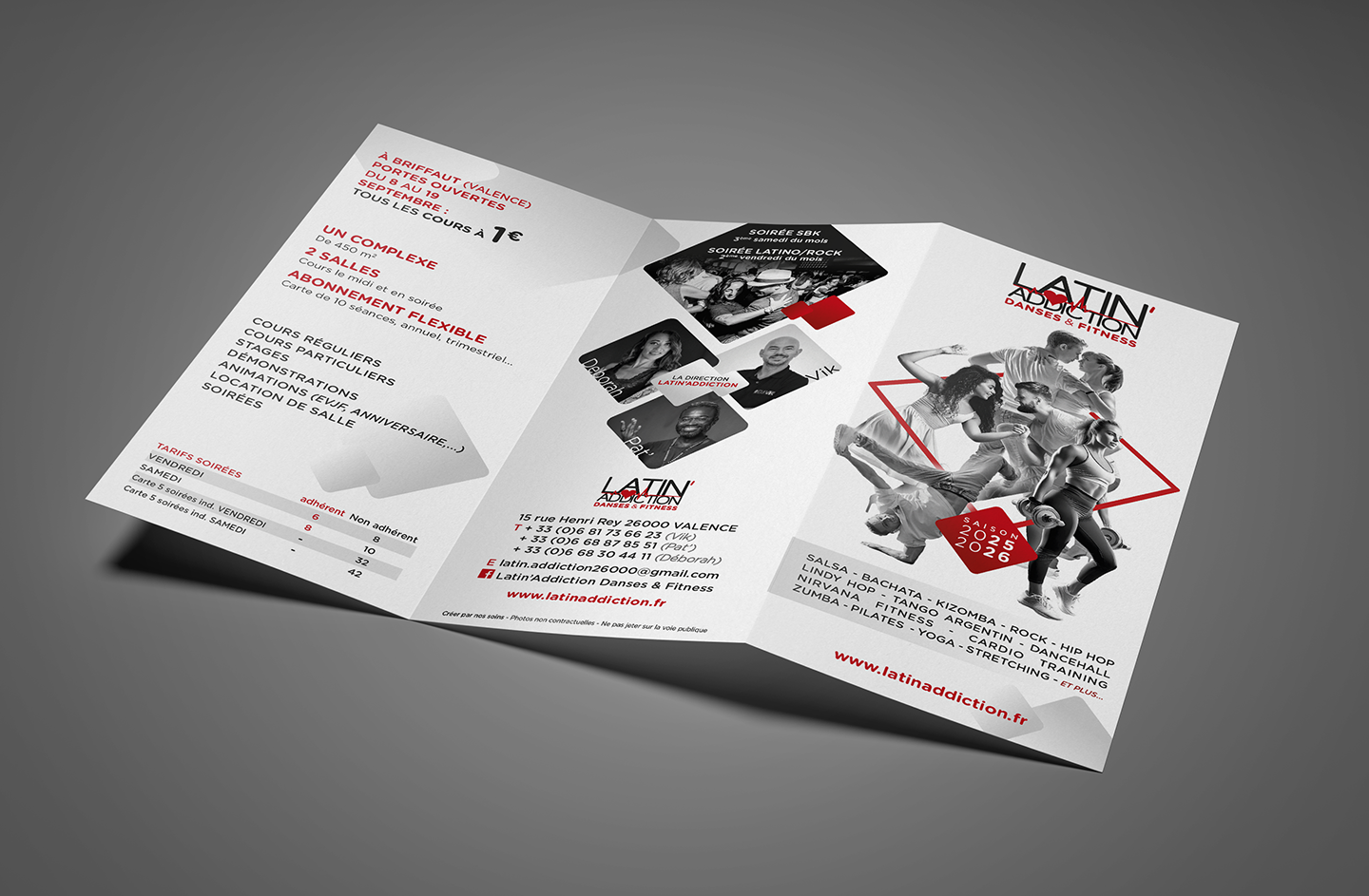 Latin’Addiction folded leaflet, front