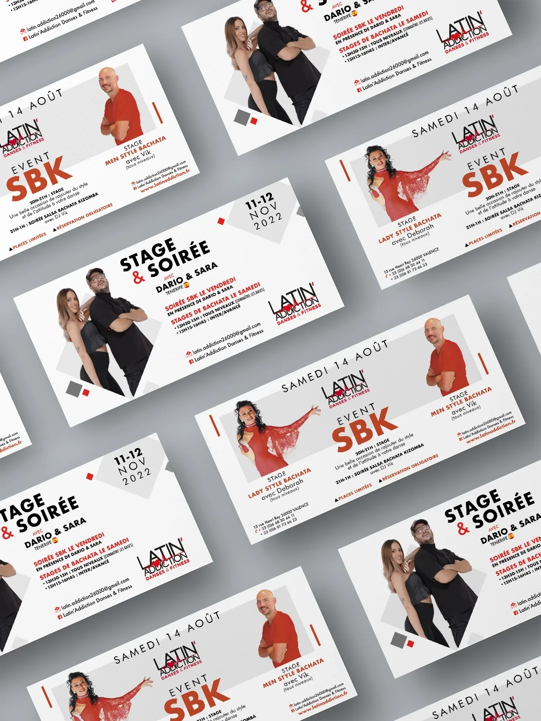 Facebook visuals for Latin’Addiction workshops and parties