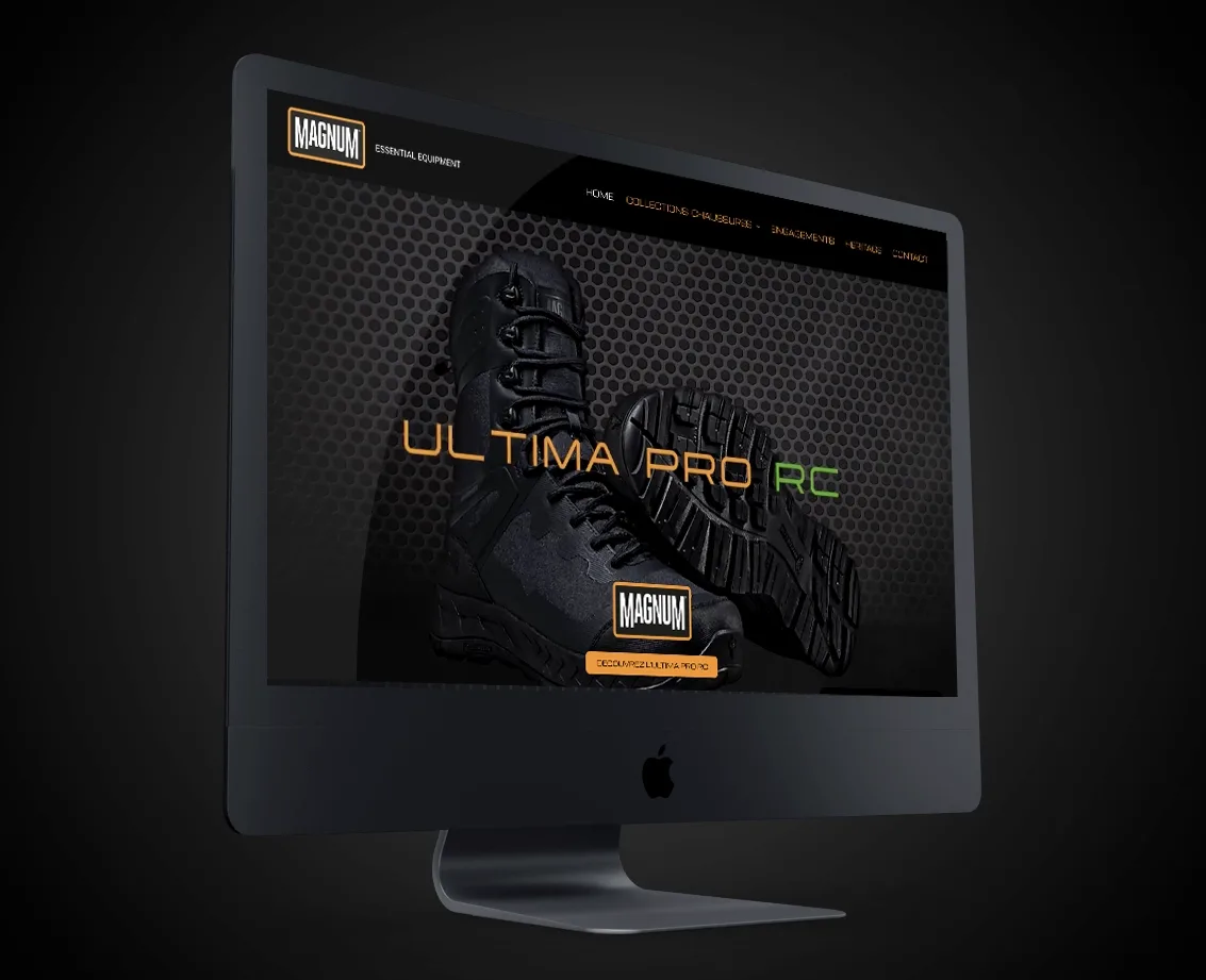 Magnum Boots France website on an iMac